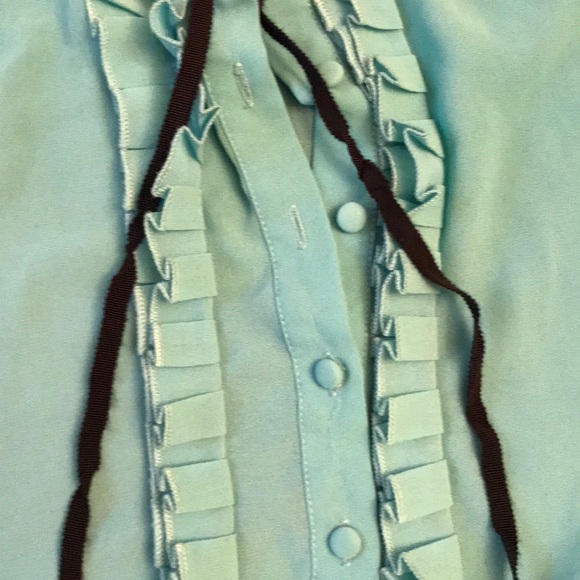 Tiffany Blue ruffle cap sleeve shirt - Picture 2 of 3